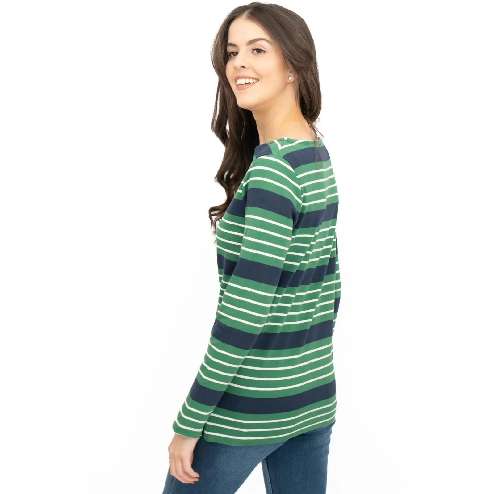 Crew Clothing Womens Top Ultimate Breton Stripe Green