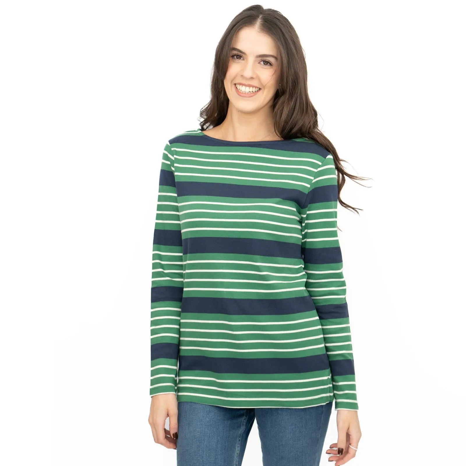 Crew Clothing Womens Top Ultimate Breton Stripe Green