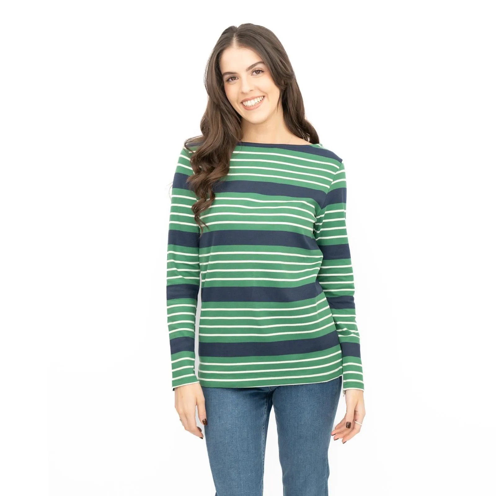 Crew Clothing Womens Top Ultimate Breton Stripe Green