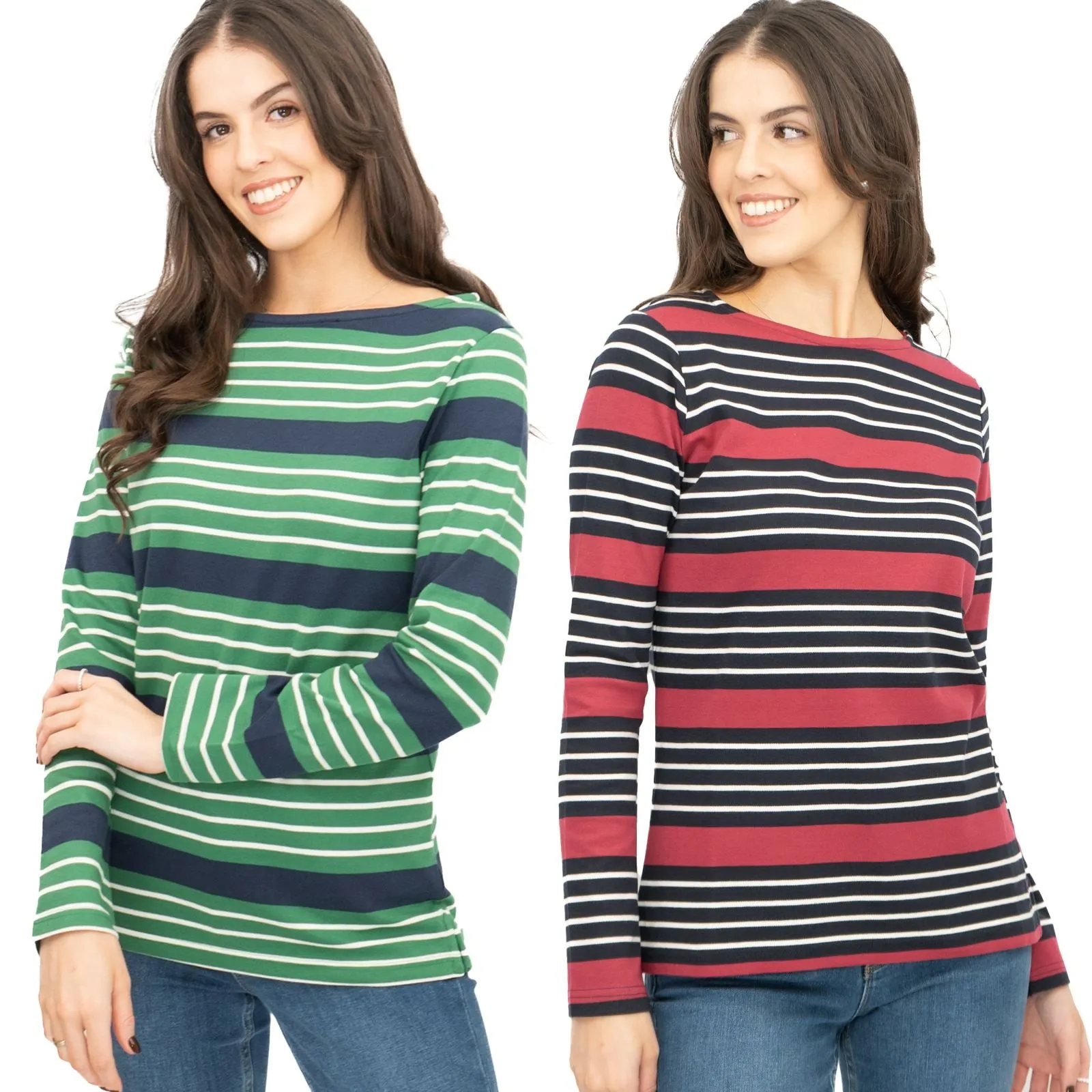 Crew Clothing Womens Top Ultimate Breton Stripe Green