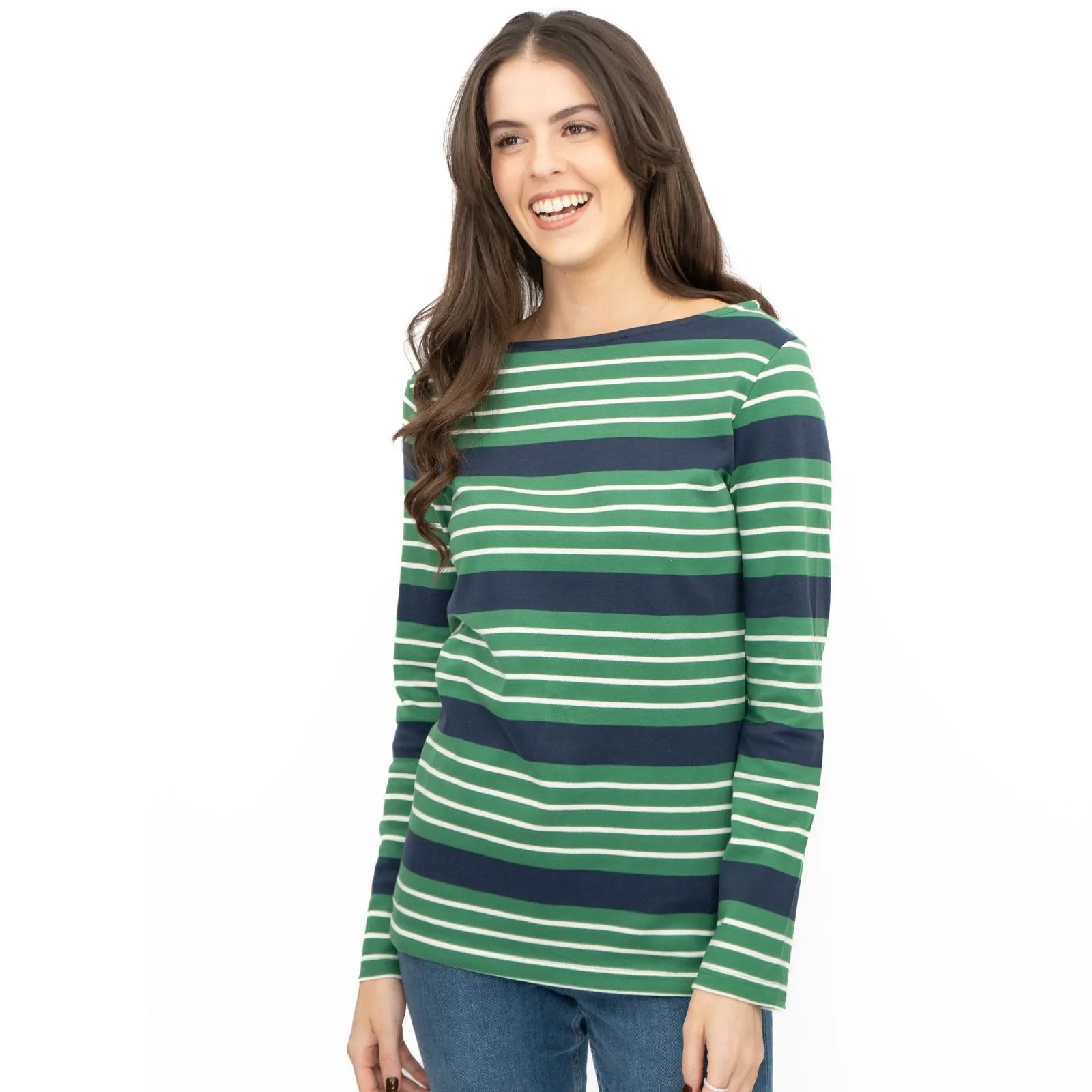 Crew Clothing Womens Top Ultimate Breton Stripe Green