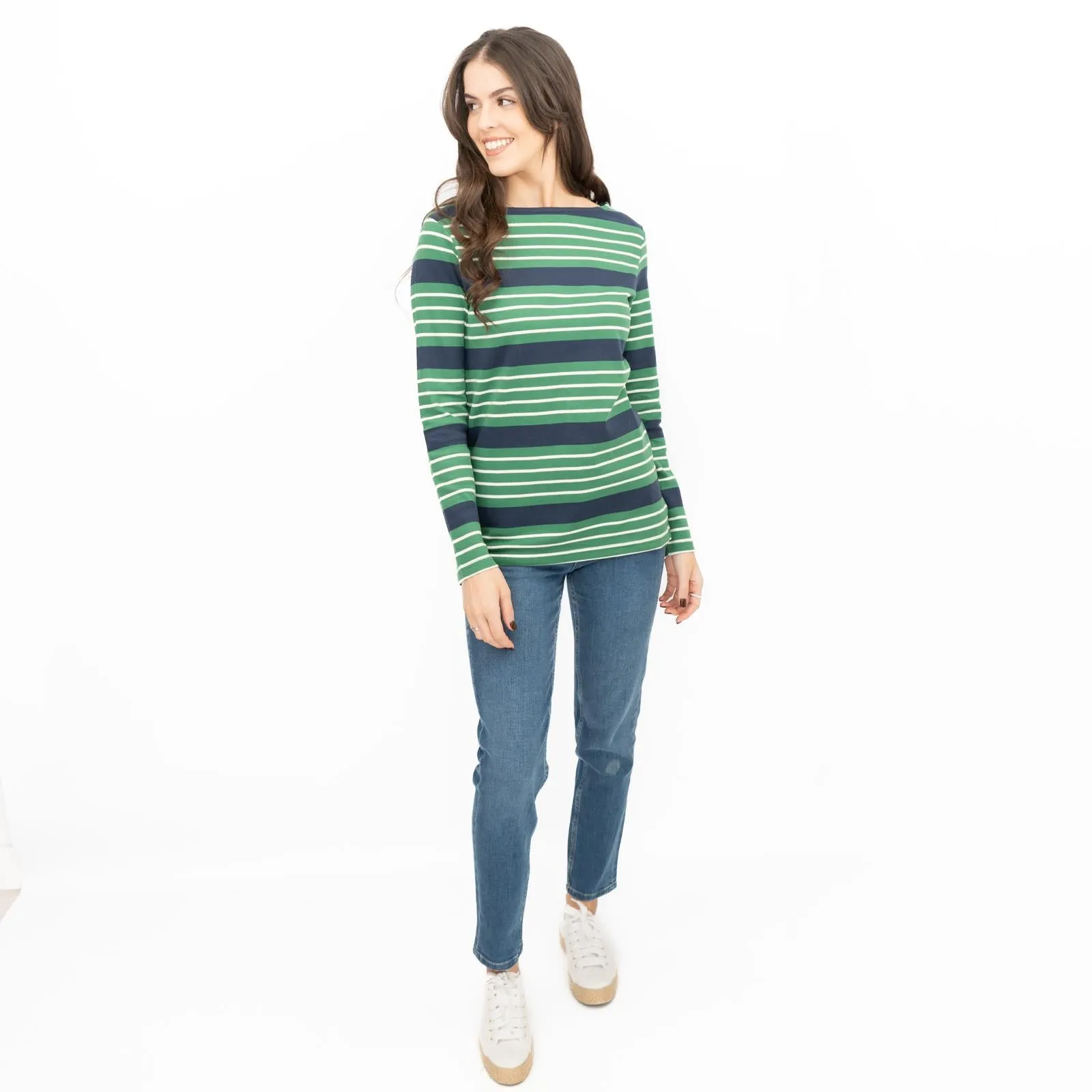 Crew Clothing Womens Top Ultimate Breton Stripe Green