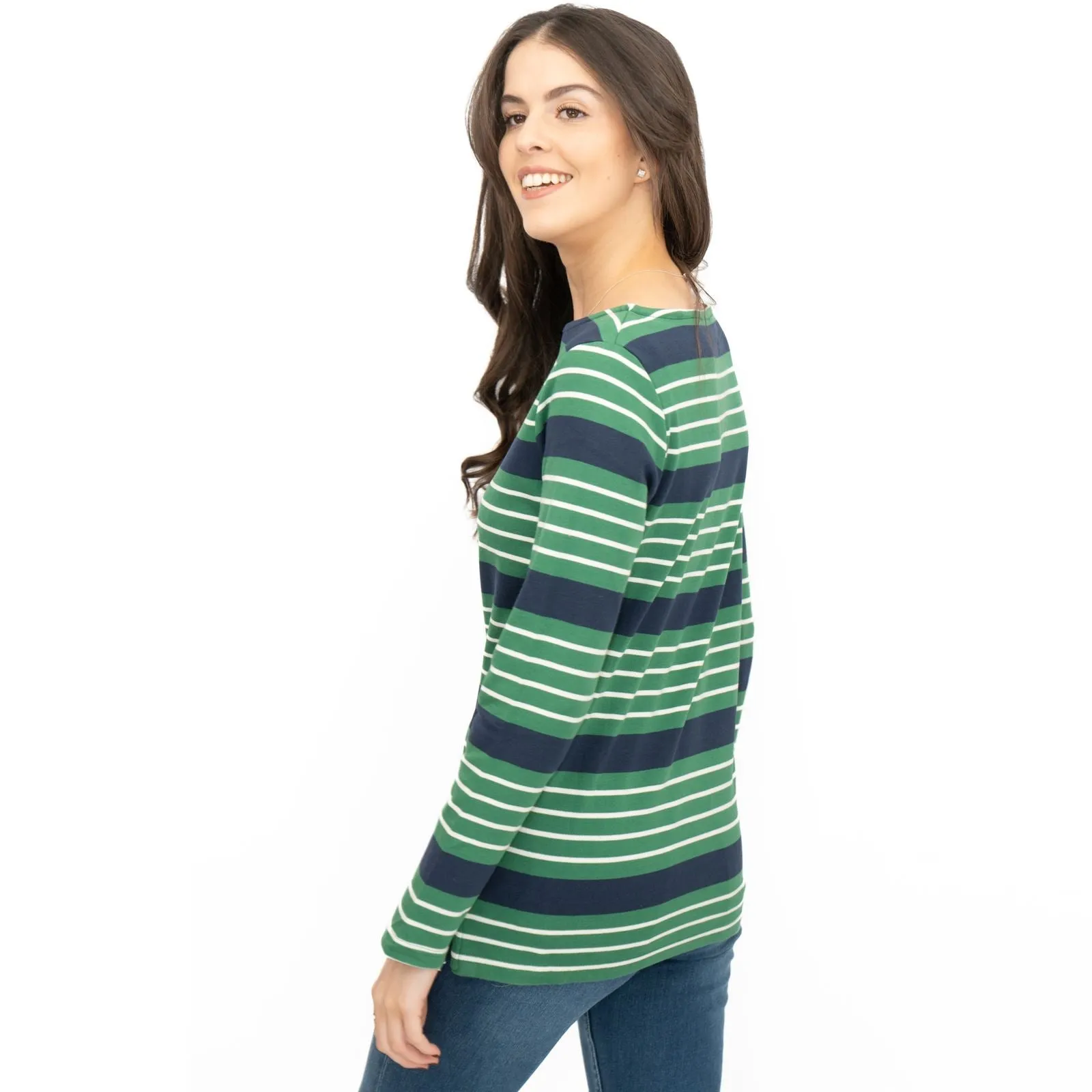 Crew Clothing Womens Top Ultimate Breton Stripe Green
