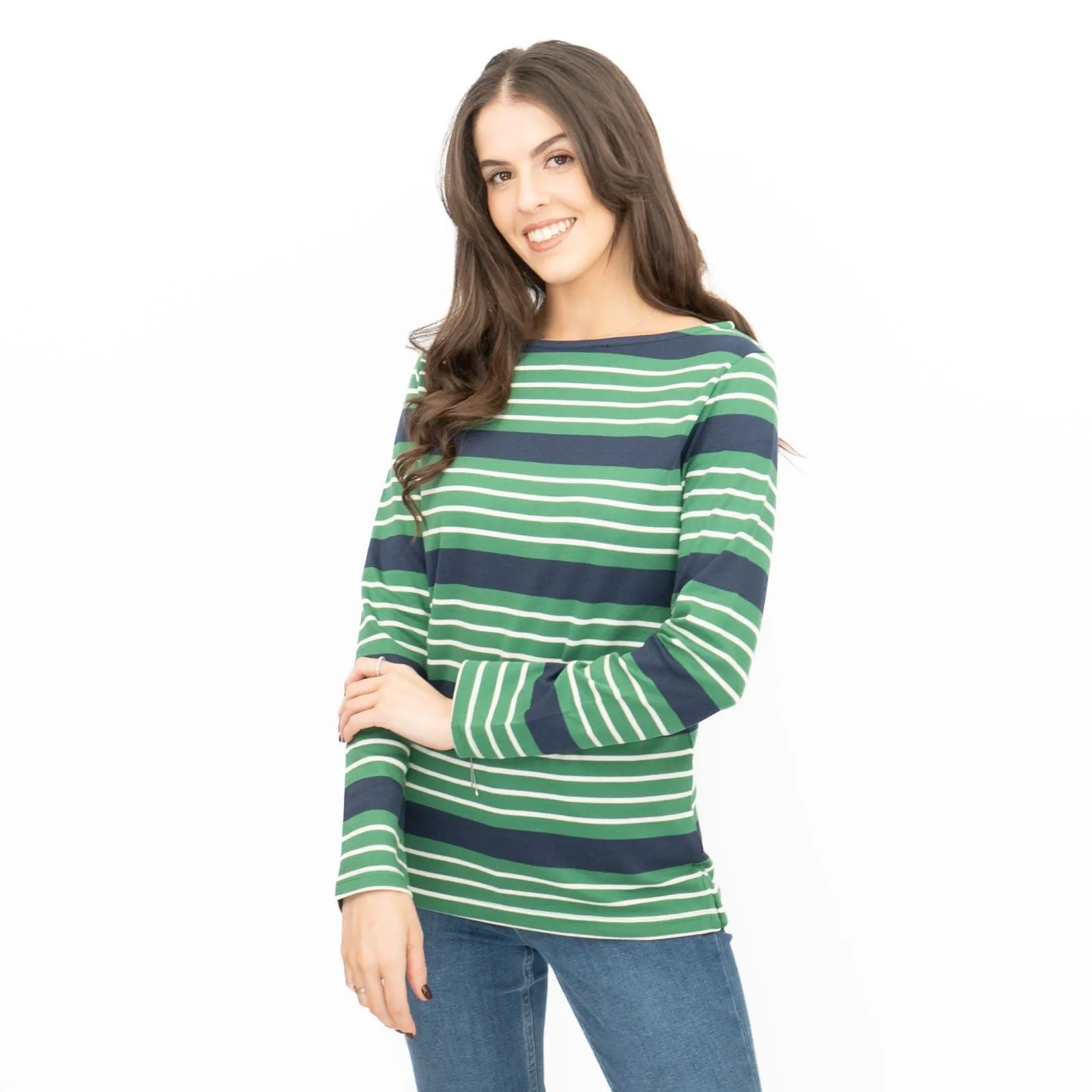 Crew Clothing Womens Top Ultimate Breton Stripe Green