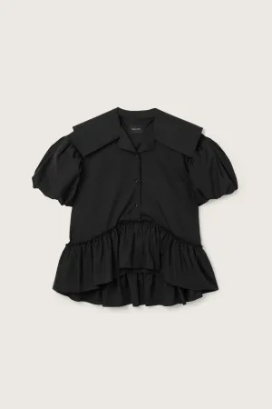 Cropped Sailor Collar Puff Sleeve Shirt