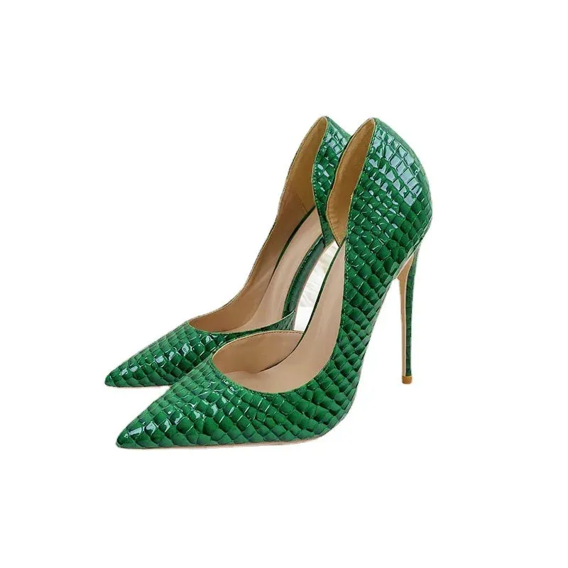 Dark Green Checkered High Heels Anna Kay Co