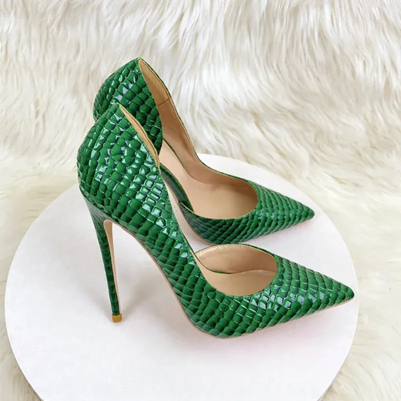 Dark Green Checkered High Heels Anna Kay Co