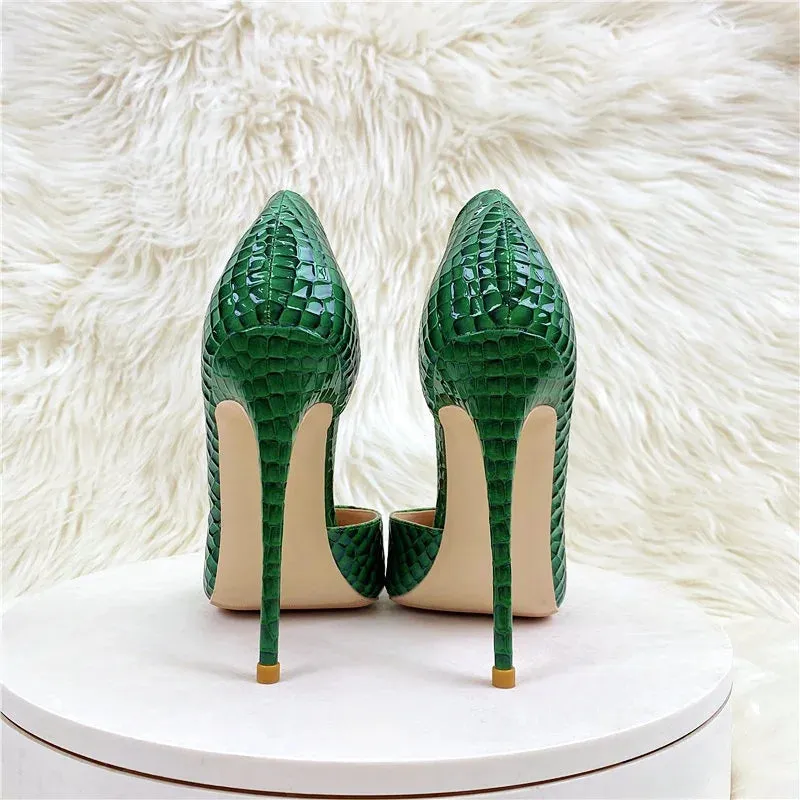 Dark Green Checkered High Heels Anna Kay Co