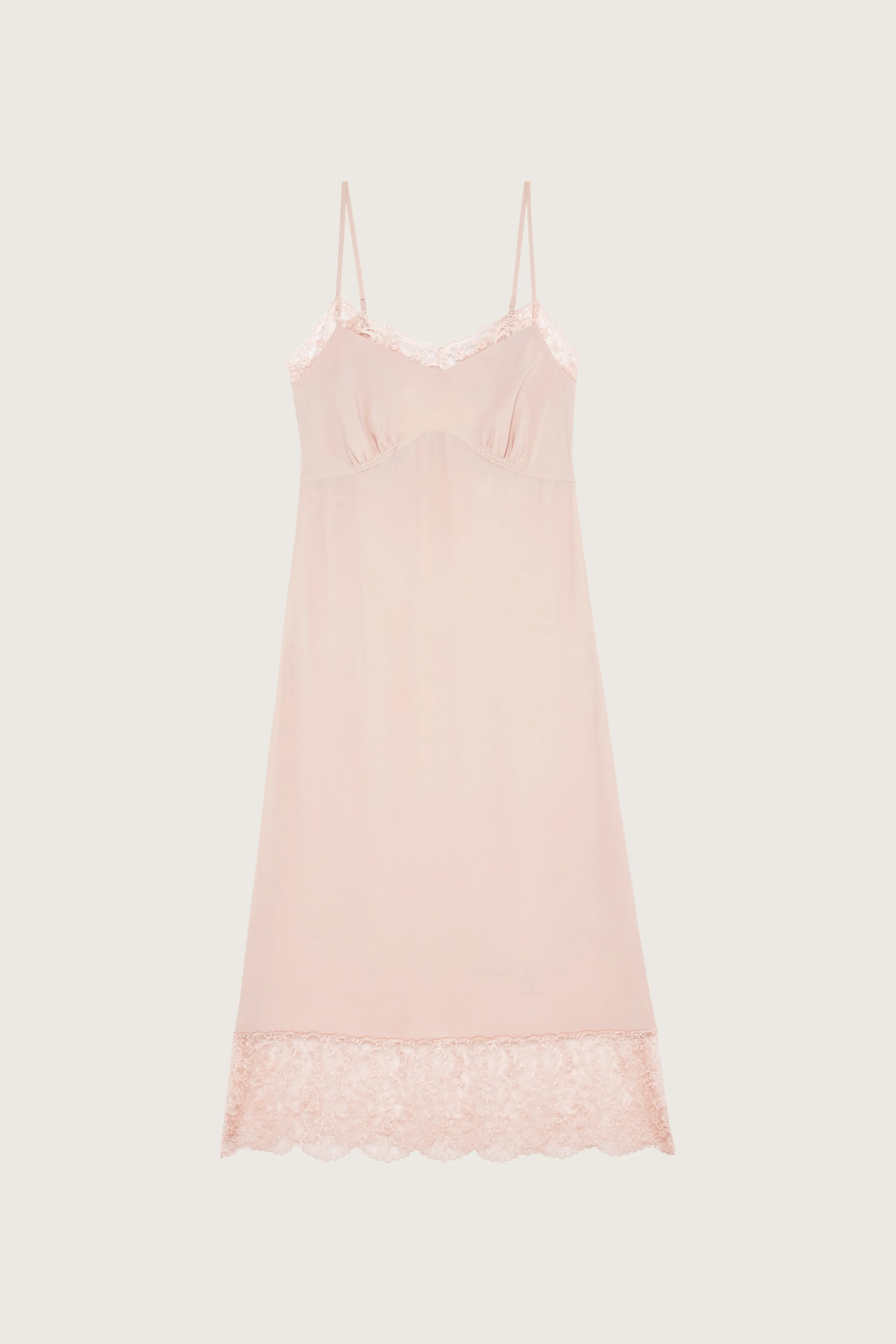 Deep Lace Trim Slip Dress