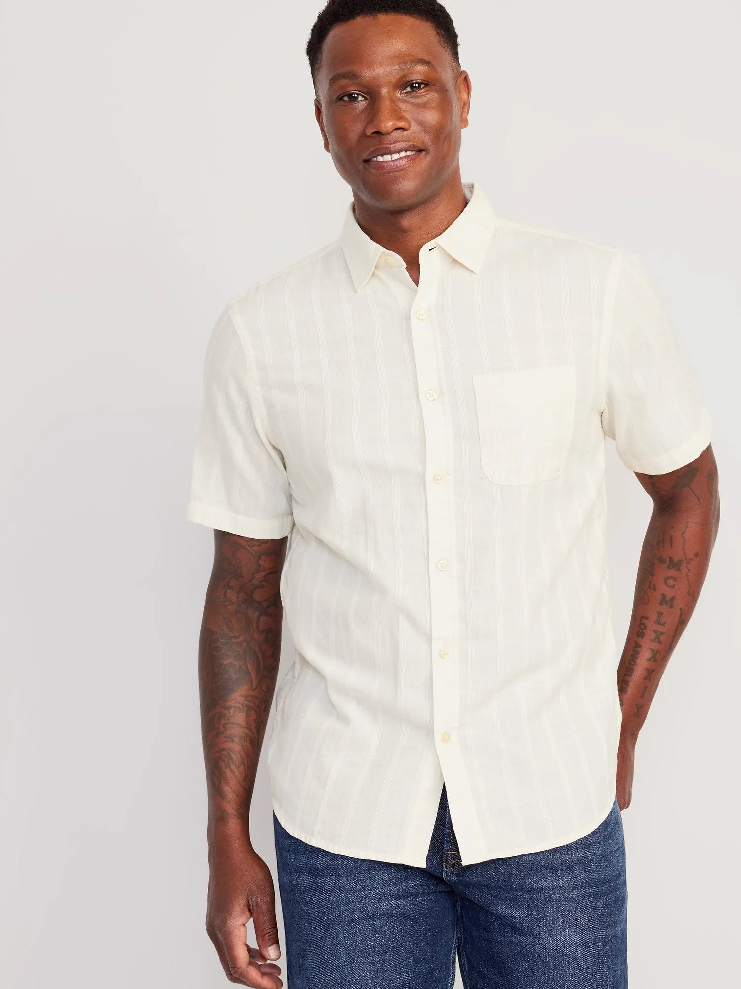 Everyday Short-Sleeve Dobby Shirt for Men