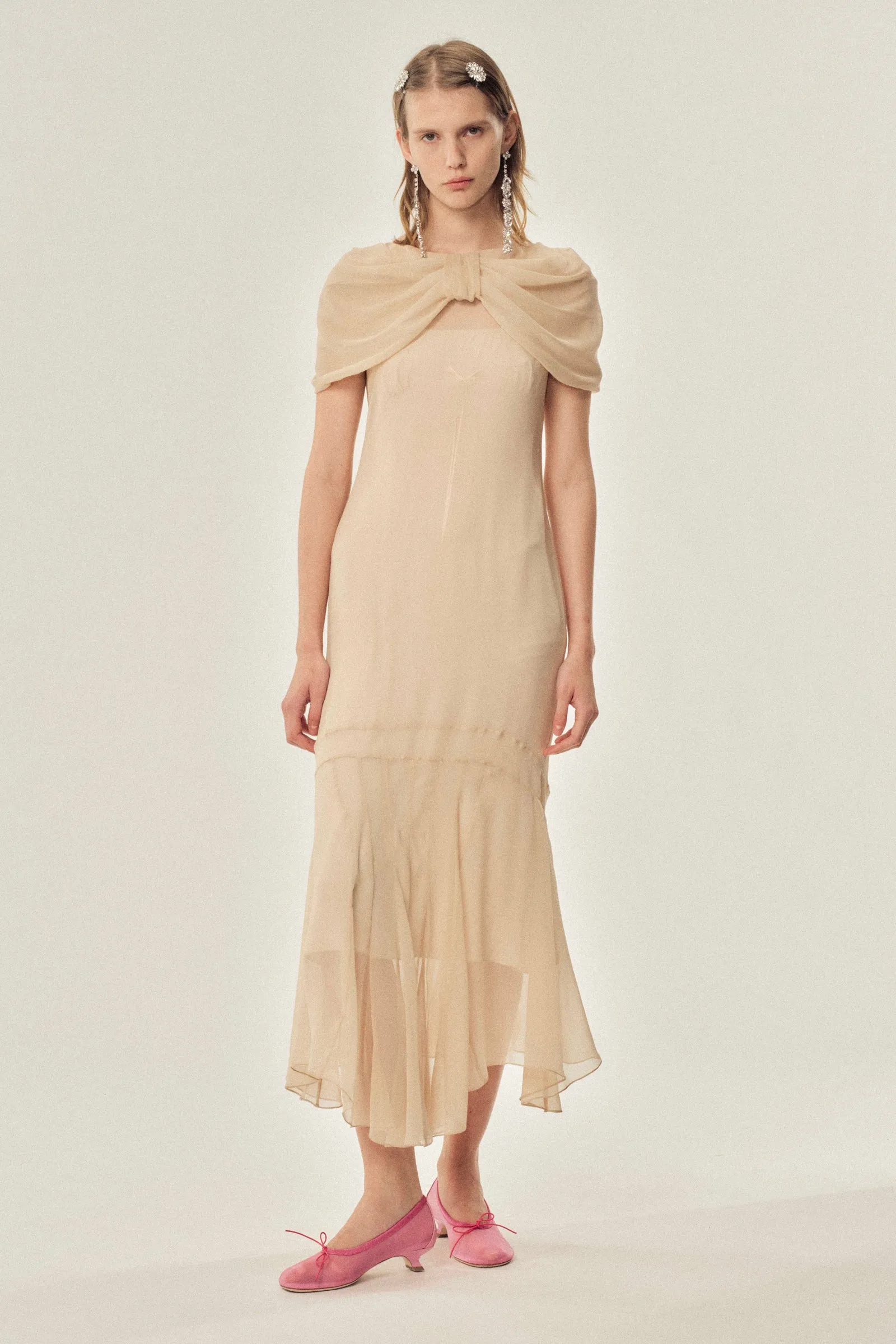Extended Bow Multi-Seam Dress