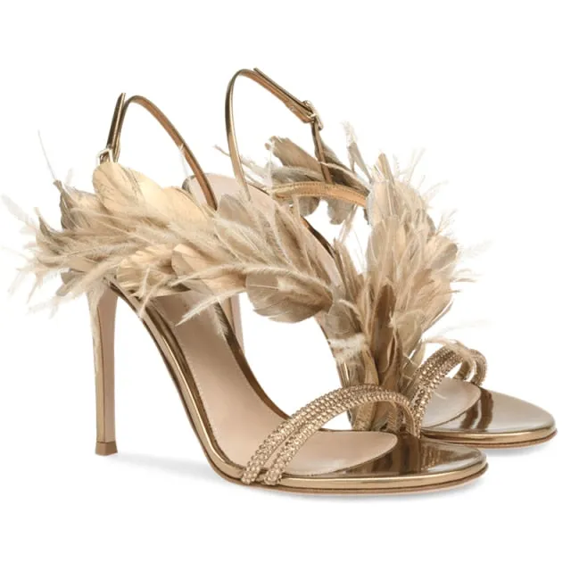Feather High Heel Pumps Anna Kay Co