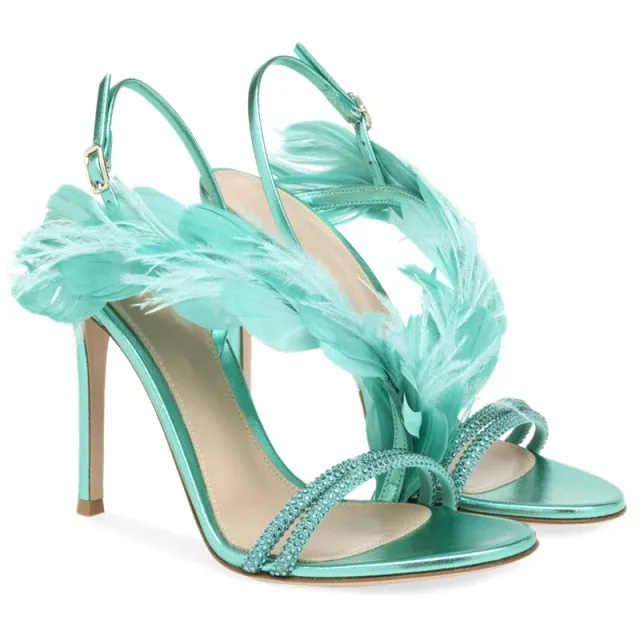 Feather High Heel Pumps Anna Kay Co