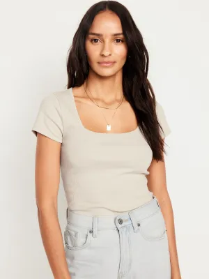 Fitted Rib-Knit T-Shirt for Women