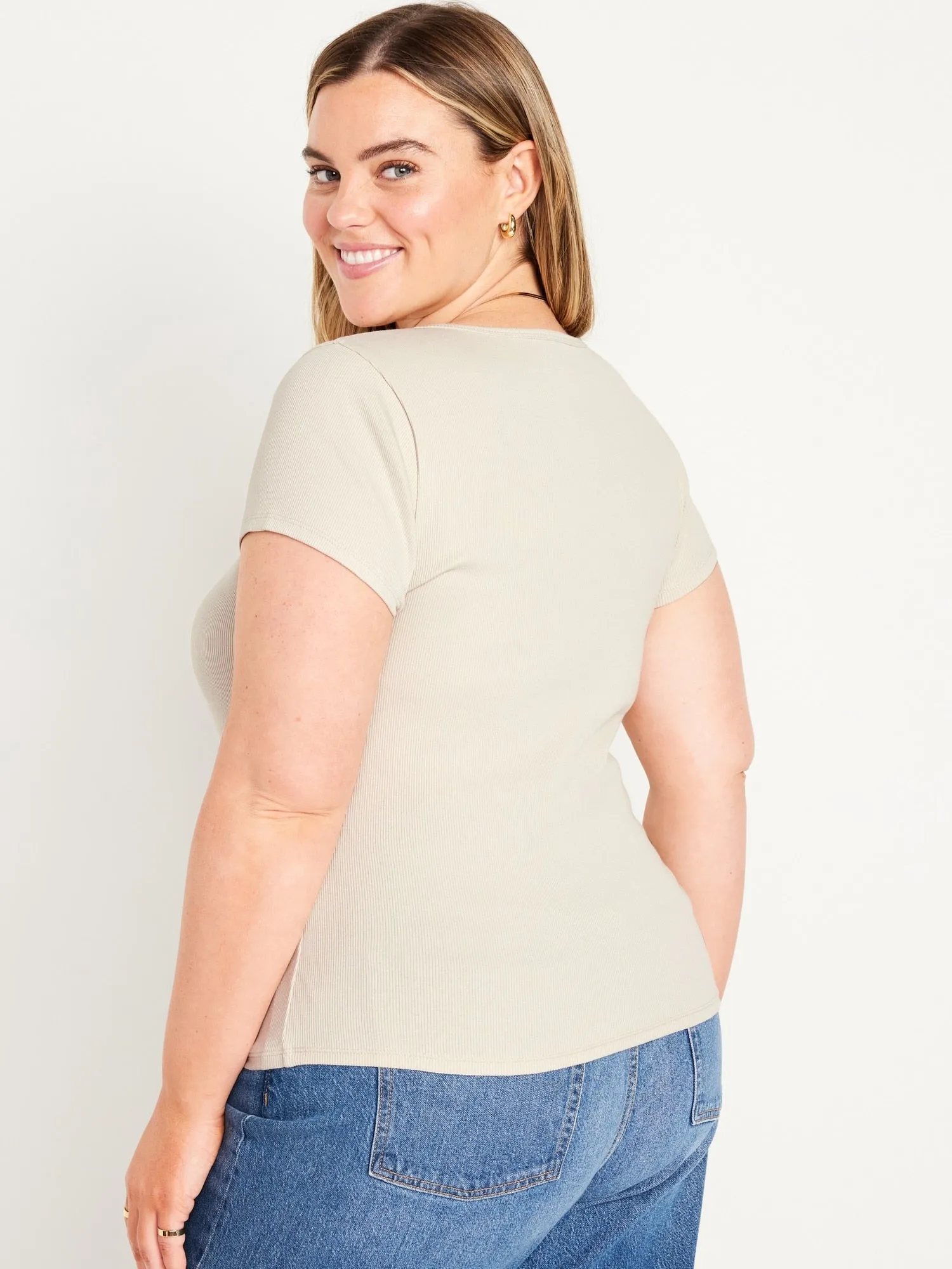 Fitted Rib-Knit T-Shirt for Women