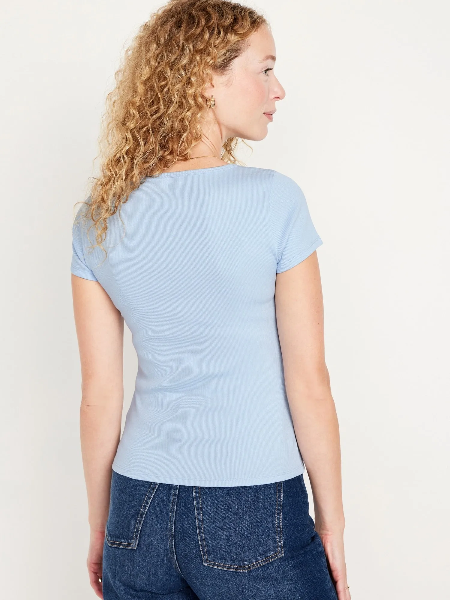 Fitted Rib-Knit T-Shirt for Women