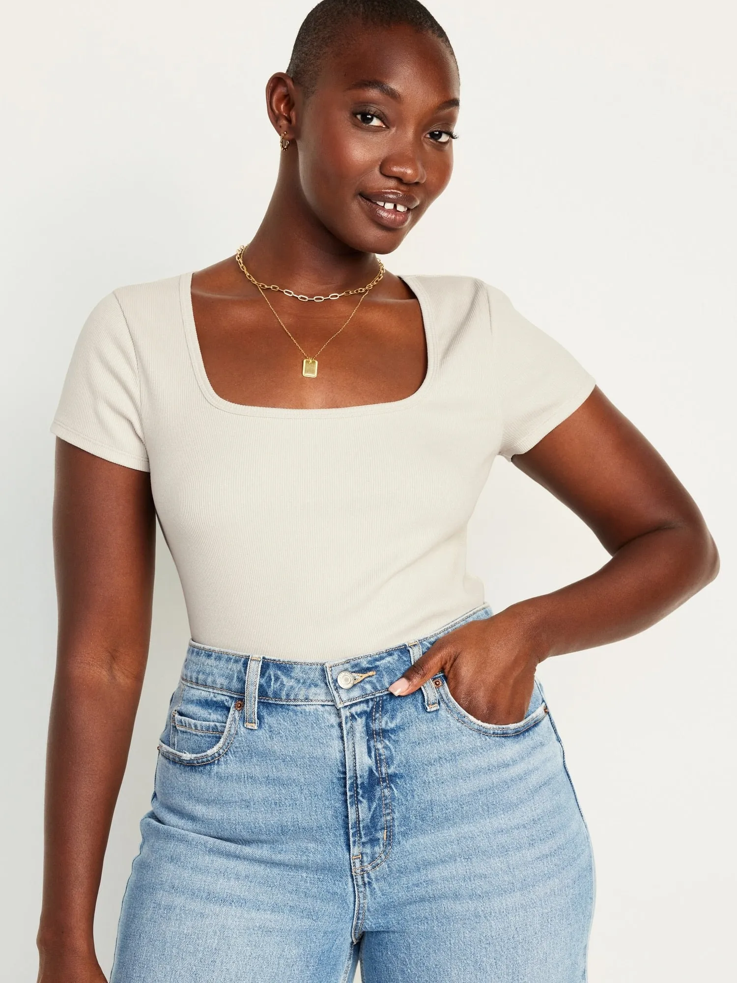 Fitted Rib-Knit T-Shirt for Women