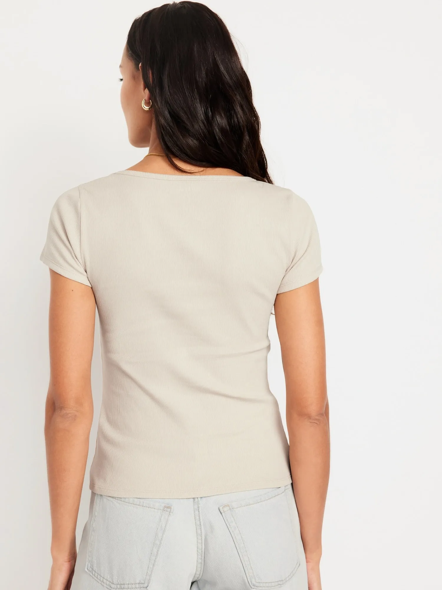 Fitted Rib-Knit T-Shirt for Women