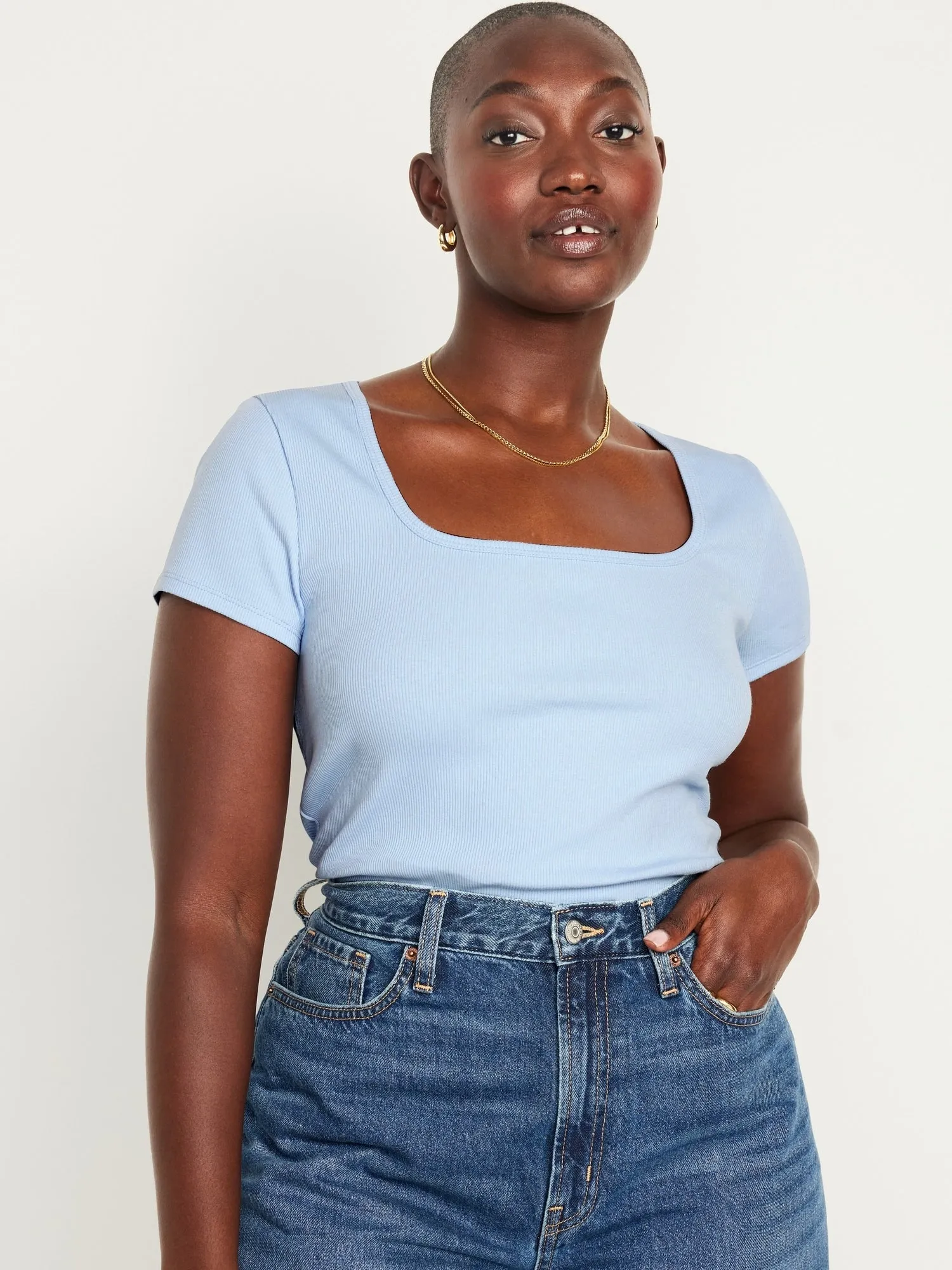Fitted Rib-Knit T-Shirt for Women