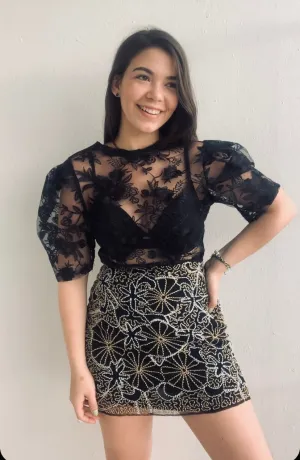 Floral Black Bodysuit