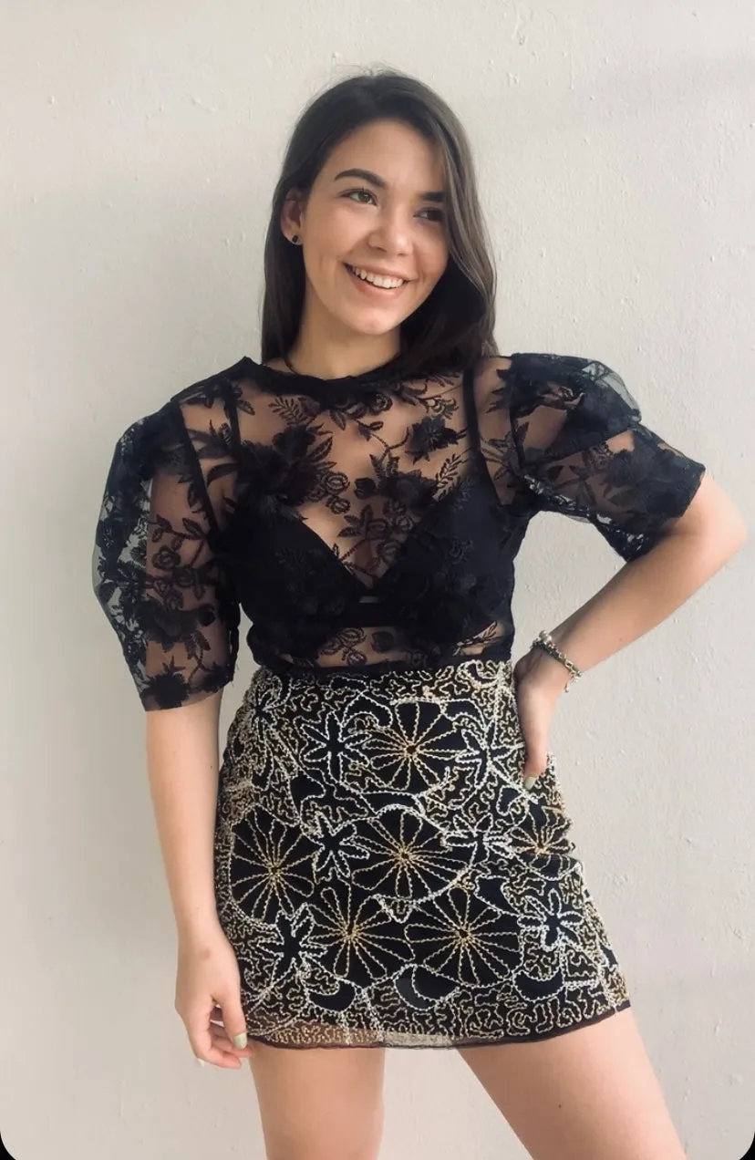 Floral Black Bodysuit