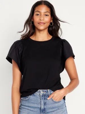 Flutter-Sleeve Combination Top for Women