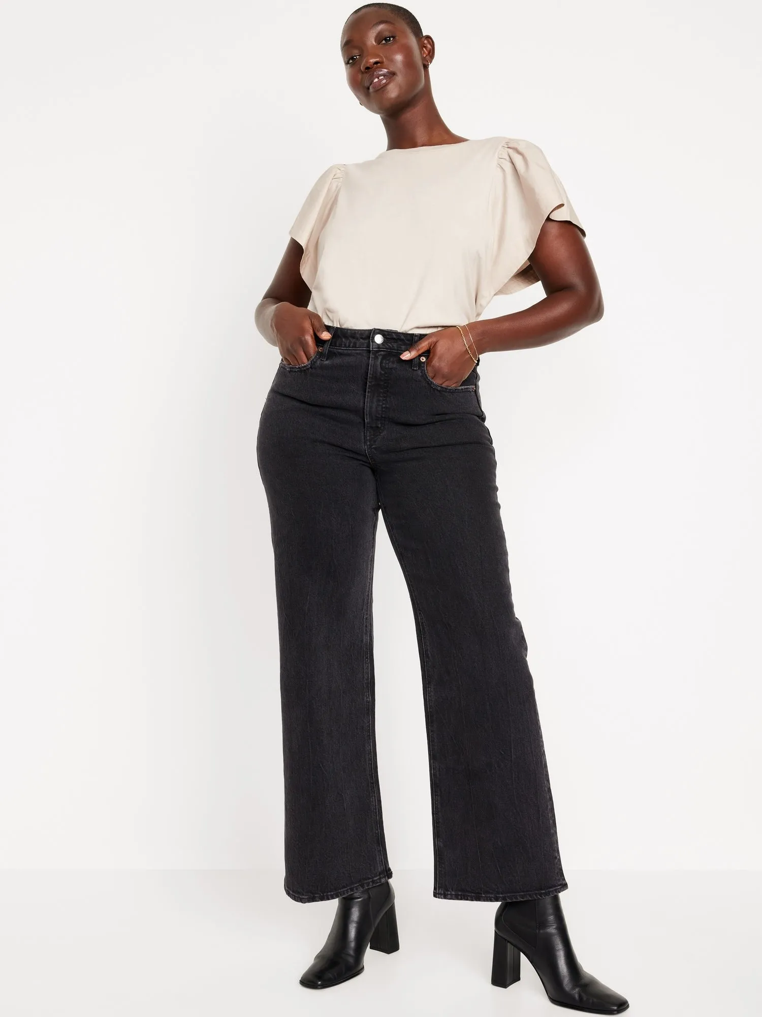 Flutter-Sleeve Combination Top for Women