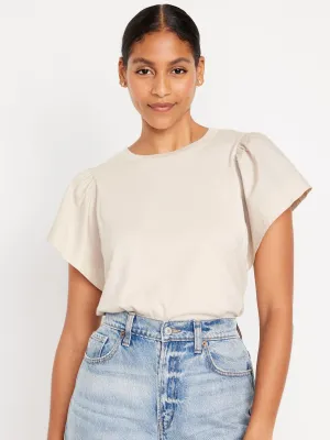 Flutter-Sleeve Combination Top for Women
