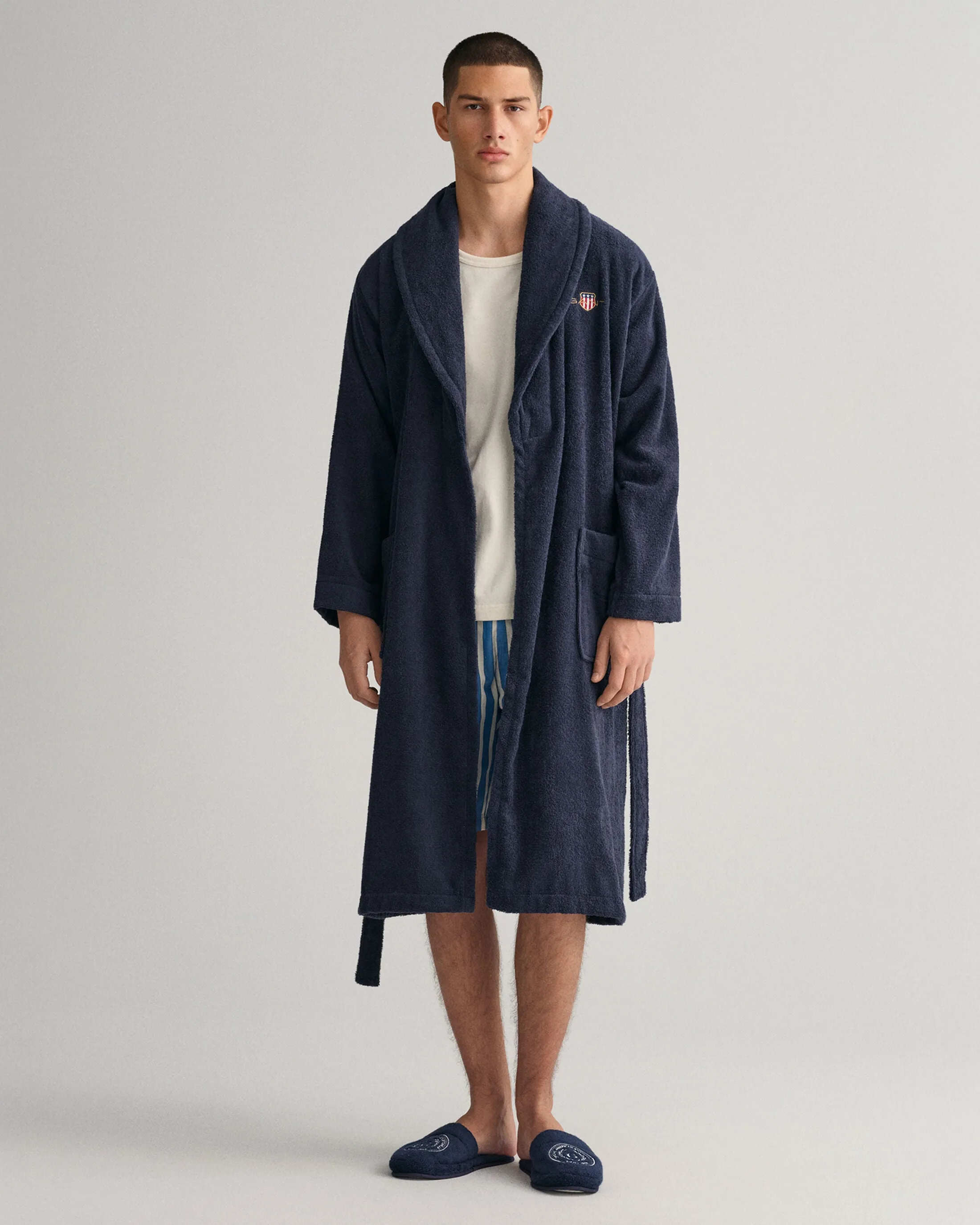 GANT ARCHIVE SHIELD TERRY Unisex Bathrobe Evening Blue