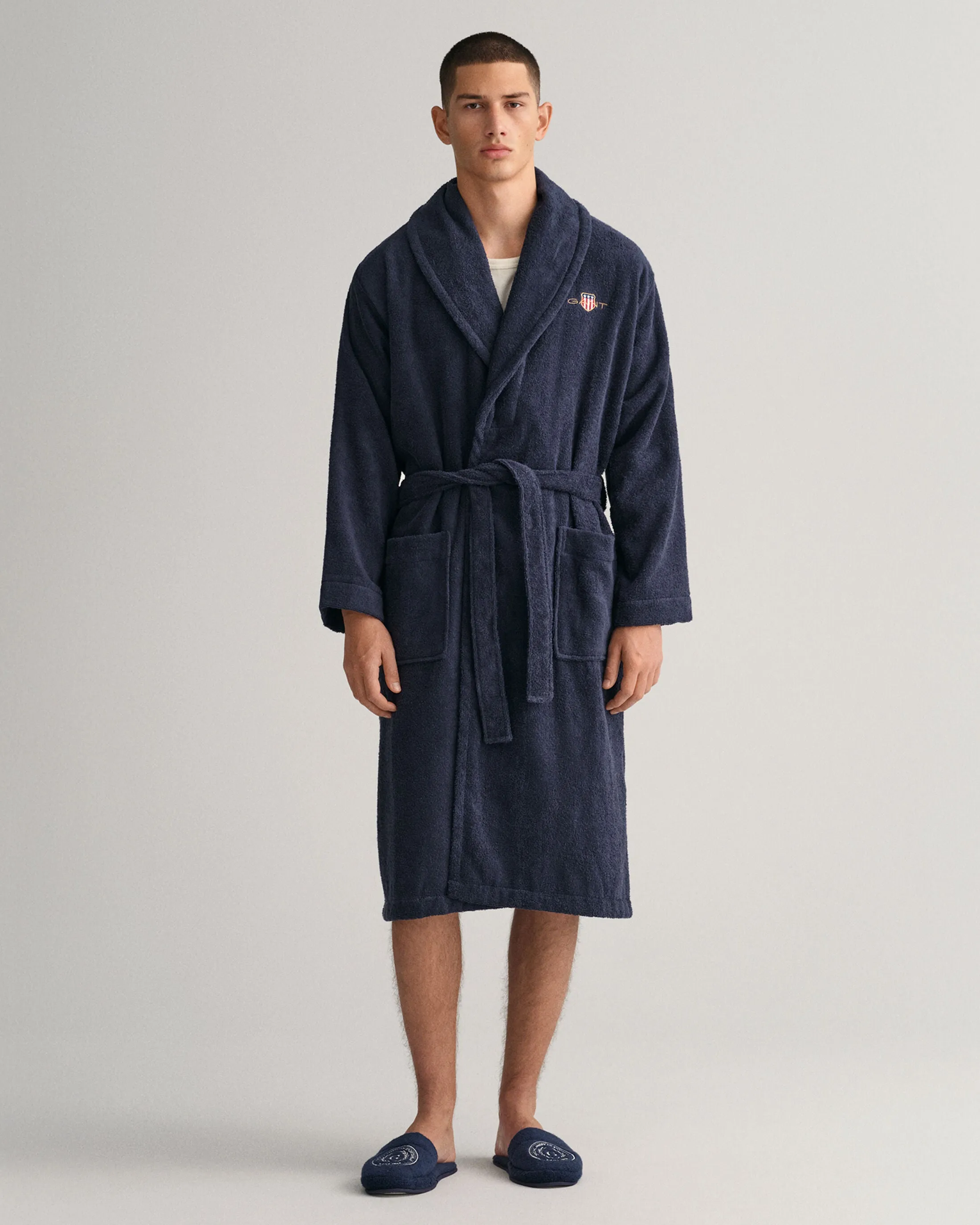 GANT ARCHIVE SHIELD TERRY Unisex Bathrobe Evening Blue
