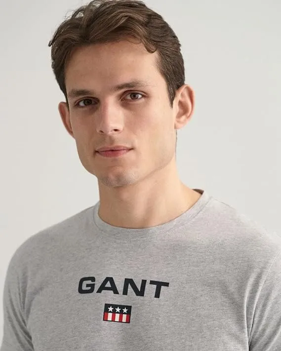 GANT SHIELD Mens Pajama T-Shirt Light Grey Melange