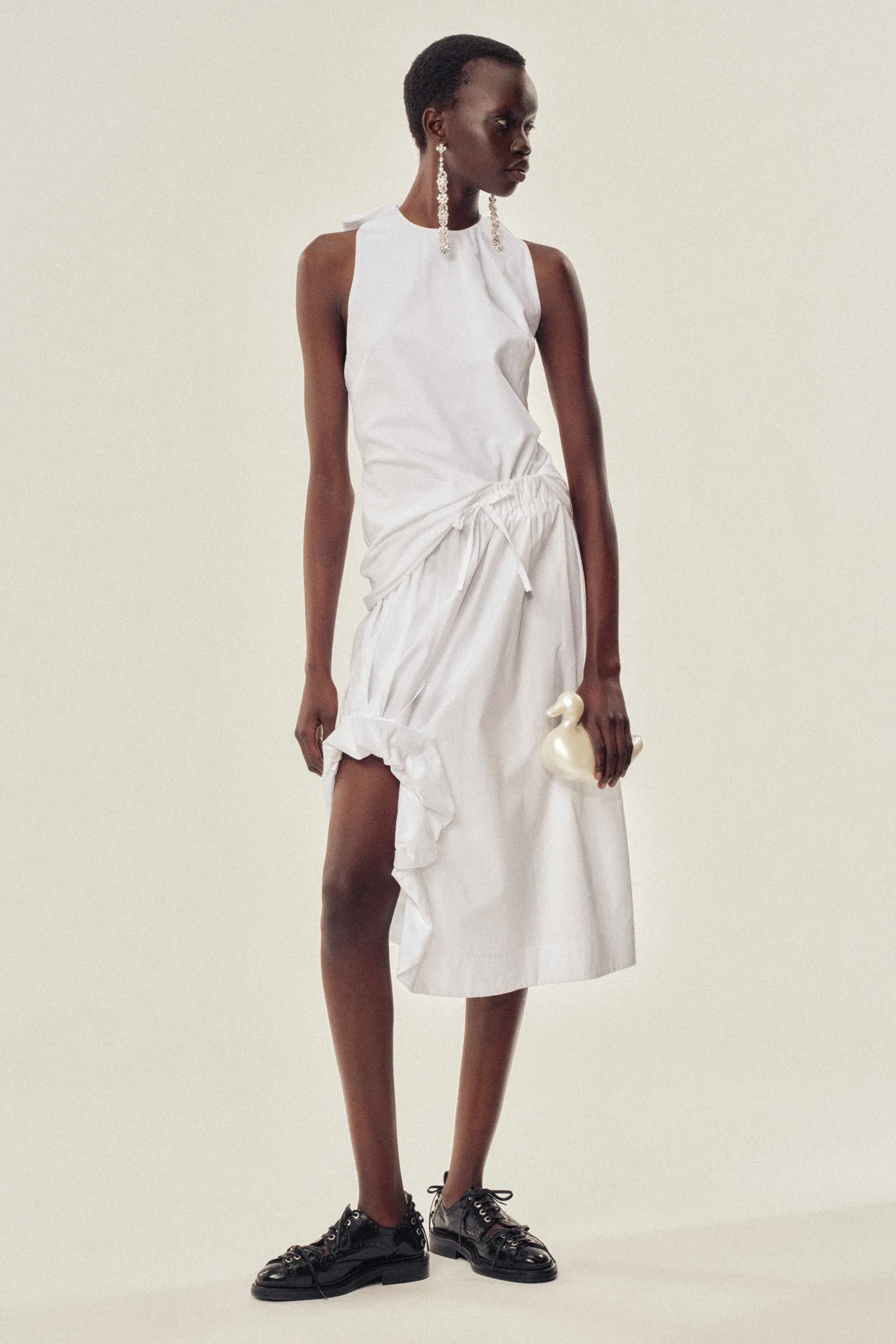 Gathered Slit Skirt