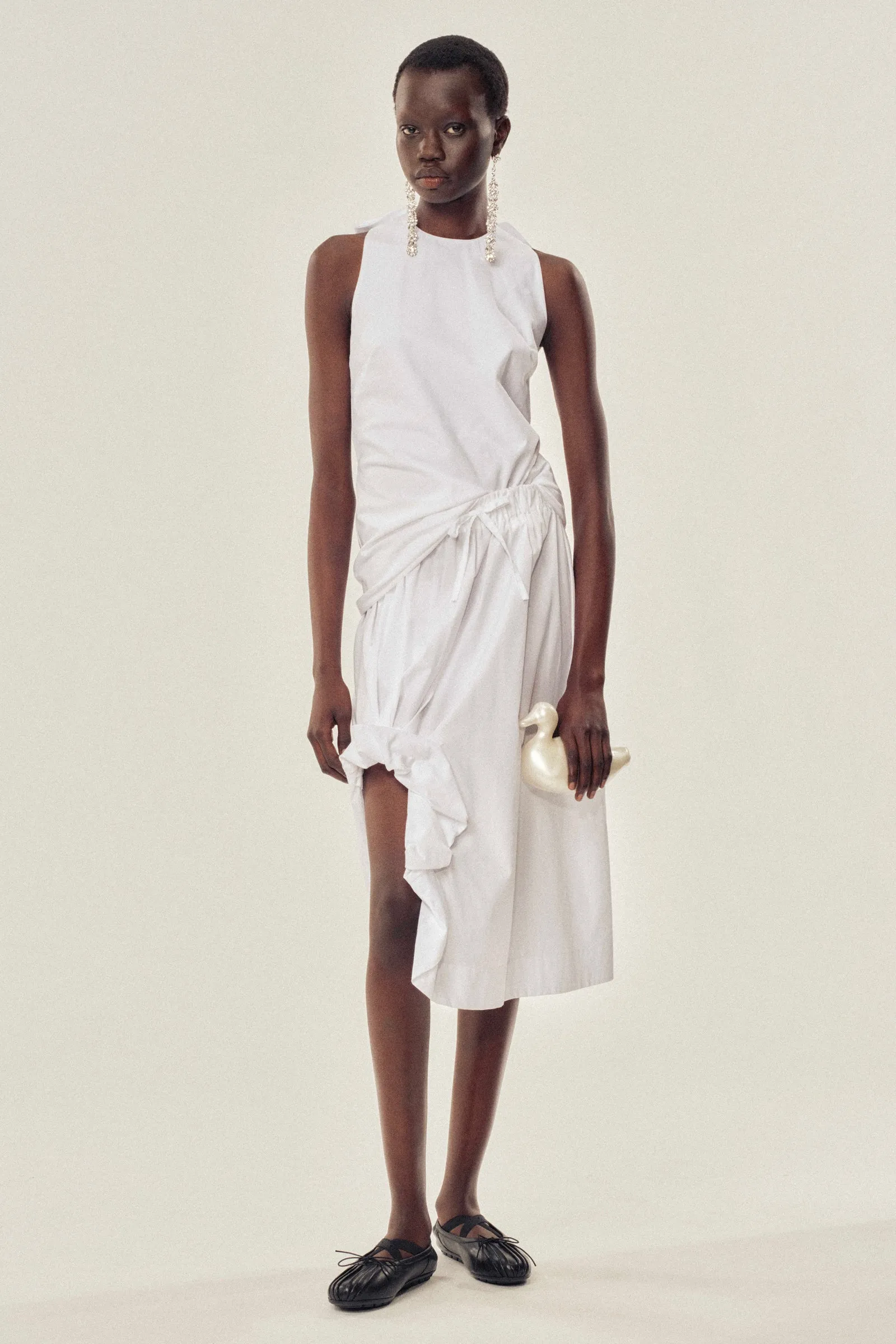 Gathered Slit Skirt