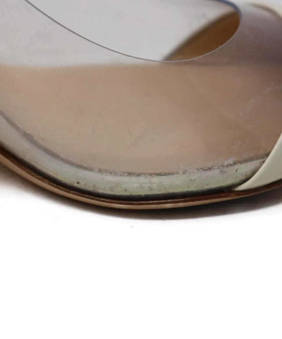 Gianvito Rossi Ivory Patent Leather & Clear Heels sz 7.5