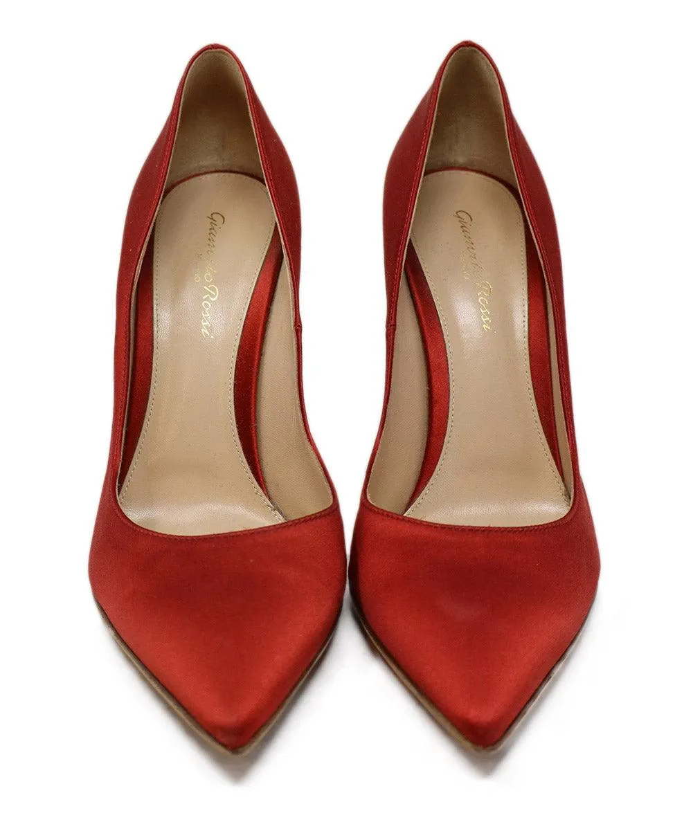 Gianvito Rossi Red Satin Heels sz 10