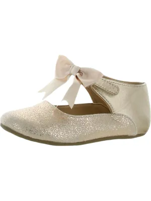 Girls Bow Metallic Ballet Flats