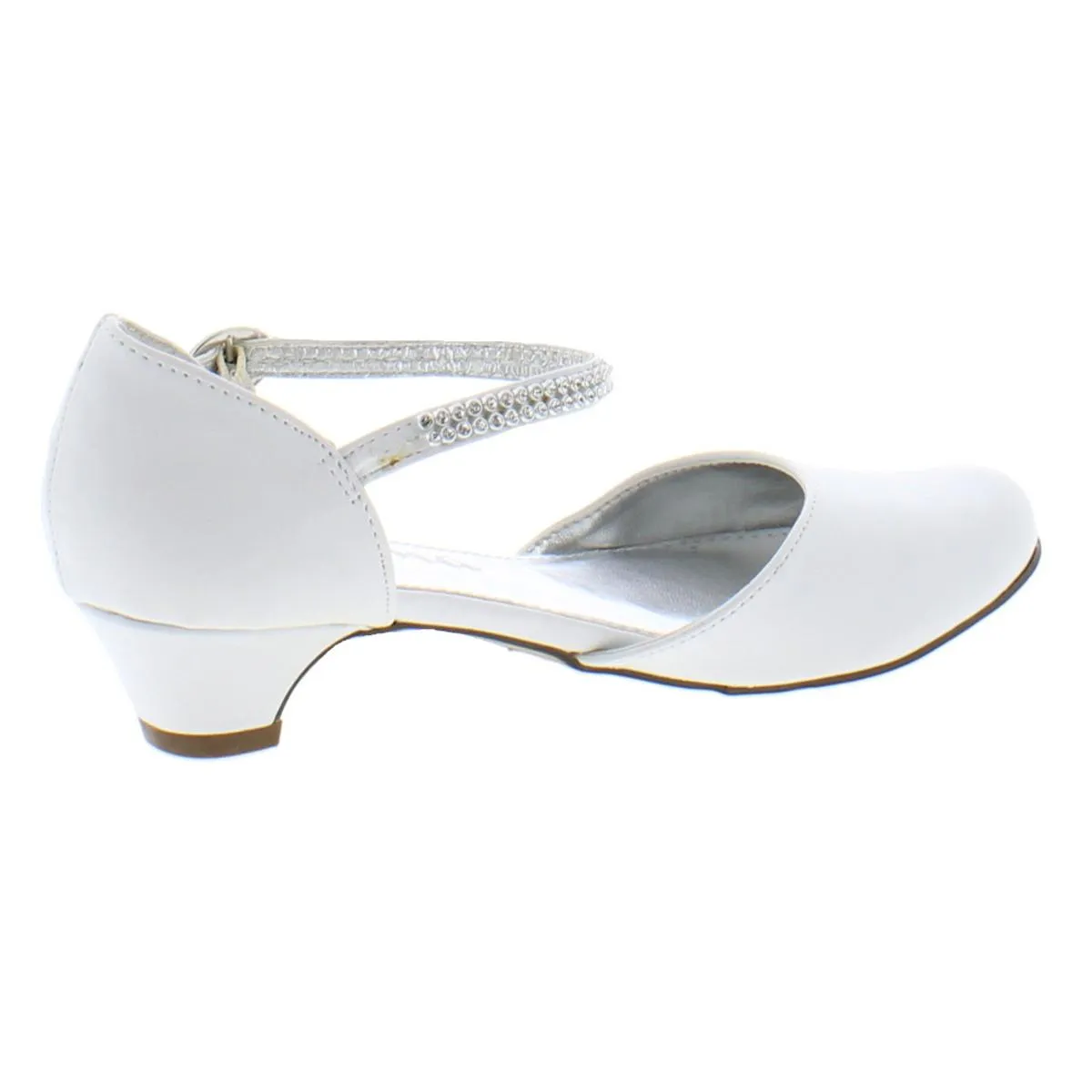 Girls Leather Jeweled Kitten Heels