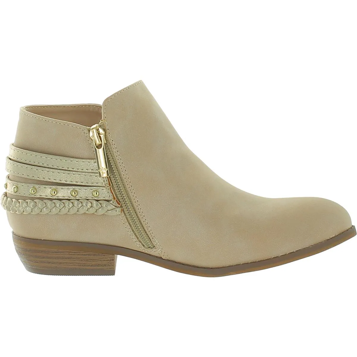 Girls Leather Round Toe Booties
