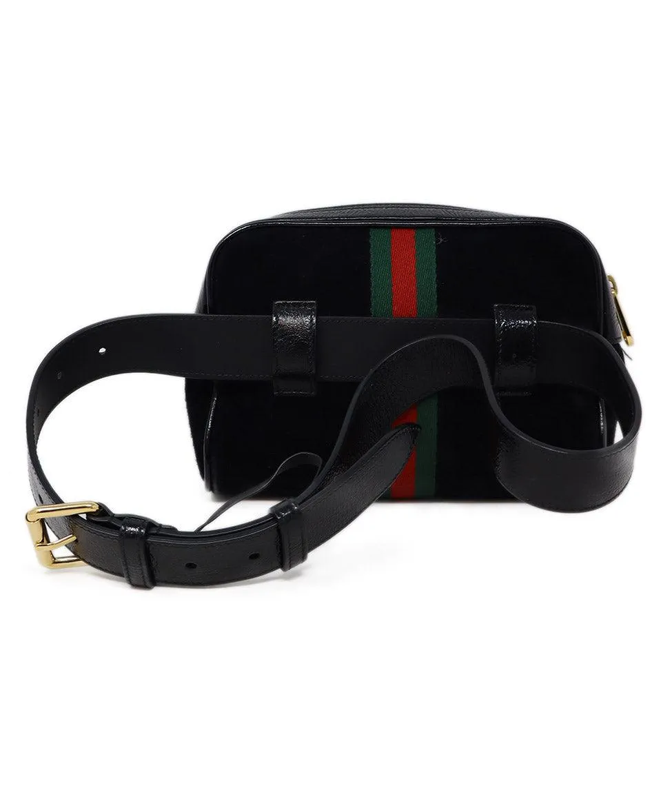 Gucci Black Suede Small Ophidia Bag Fannypack