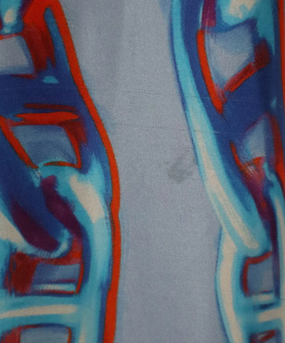 Hermes Blue & Red Print Silk Dress sz 4