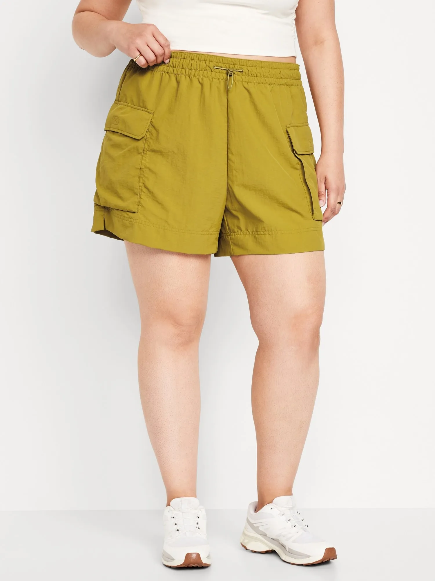High-Waisted Cargo Utility Shorts for Women -- 5-inch inseam
