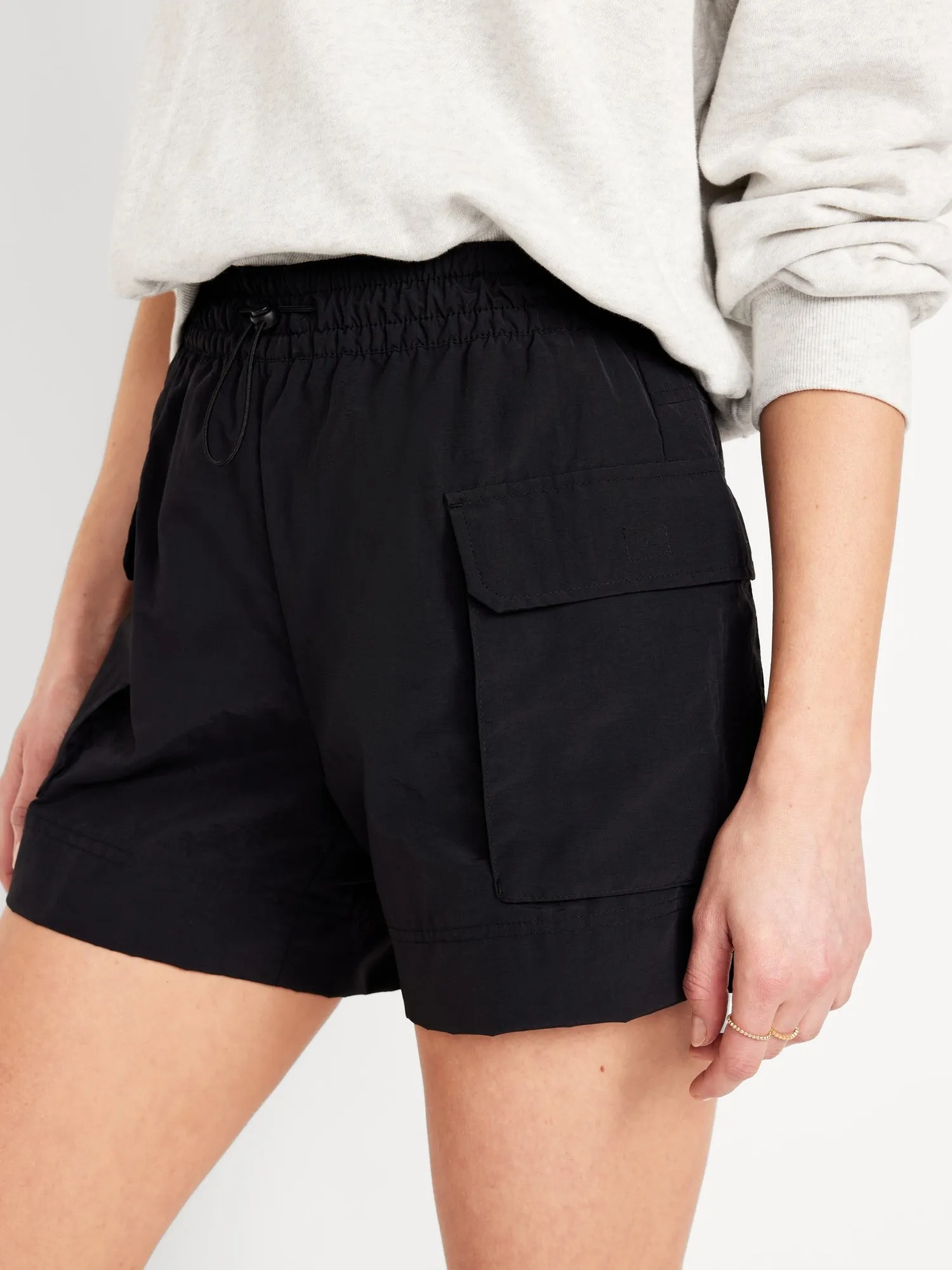 High-Waisted Cargo Utility Shorts for Women -- 5-inch inseam