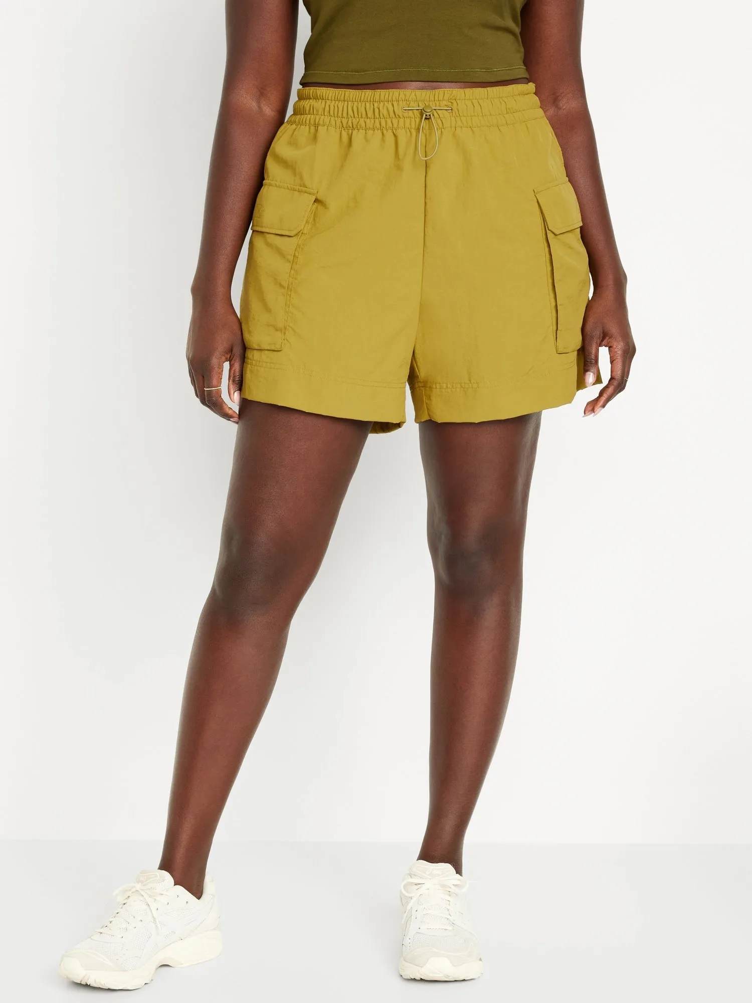 High-Waisted Cargo Utility Shorts for Women -- 5-inch inseam
