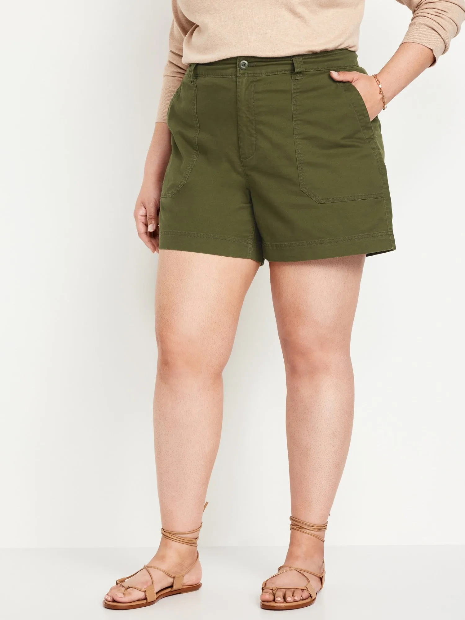 High-Waisted OGC Utility Chino Shorts for Women -- 5-inch inseam