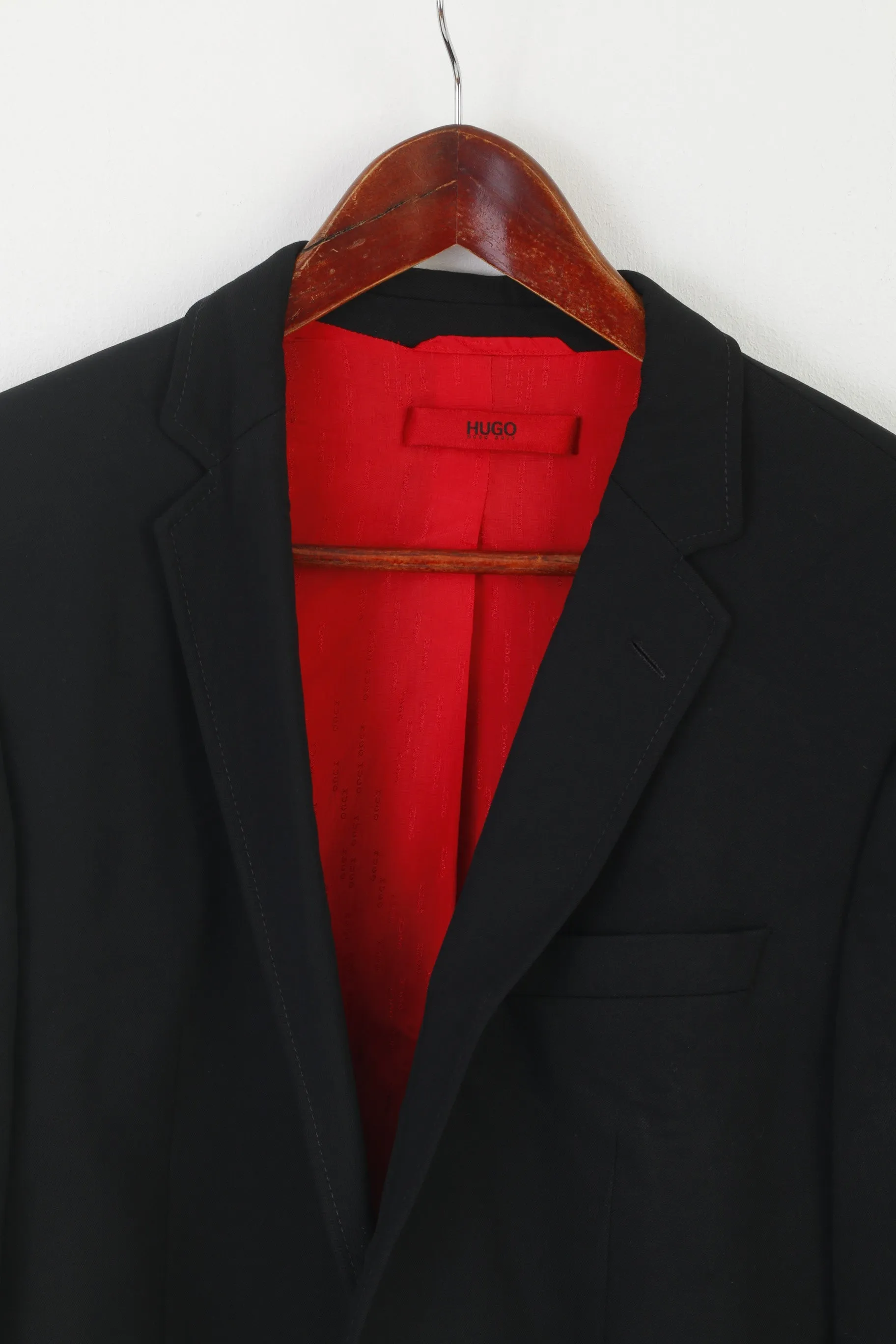 Hugo Boss Men 48 38 Blazer Black Wool Aiko Heise Vintage Single Breasted Jacket