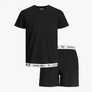 Jack & Jones RICKO Mens Cotton T-Shirt And Shorts Lounge Set Black