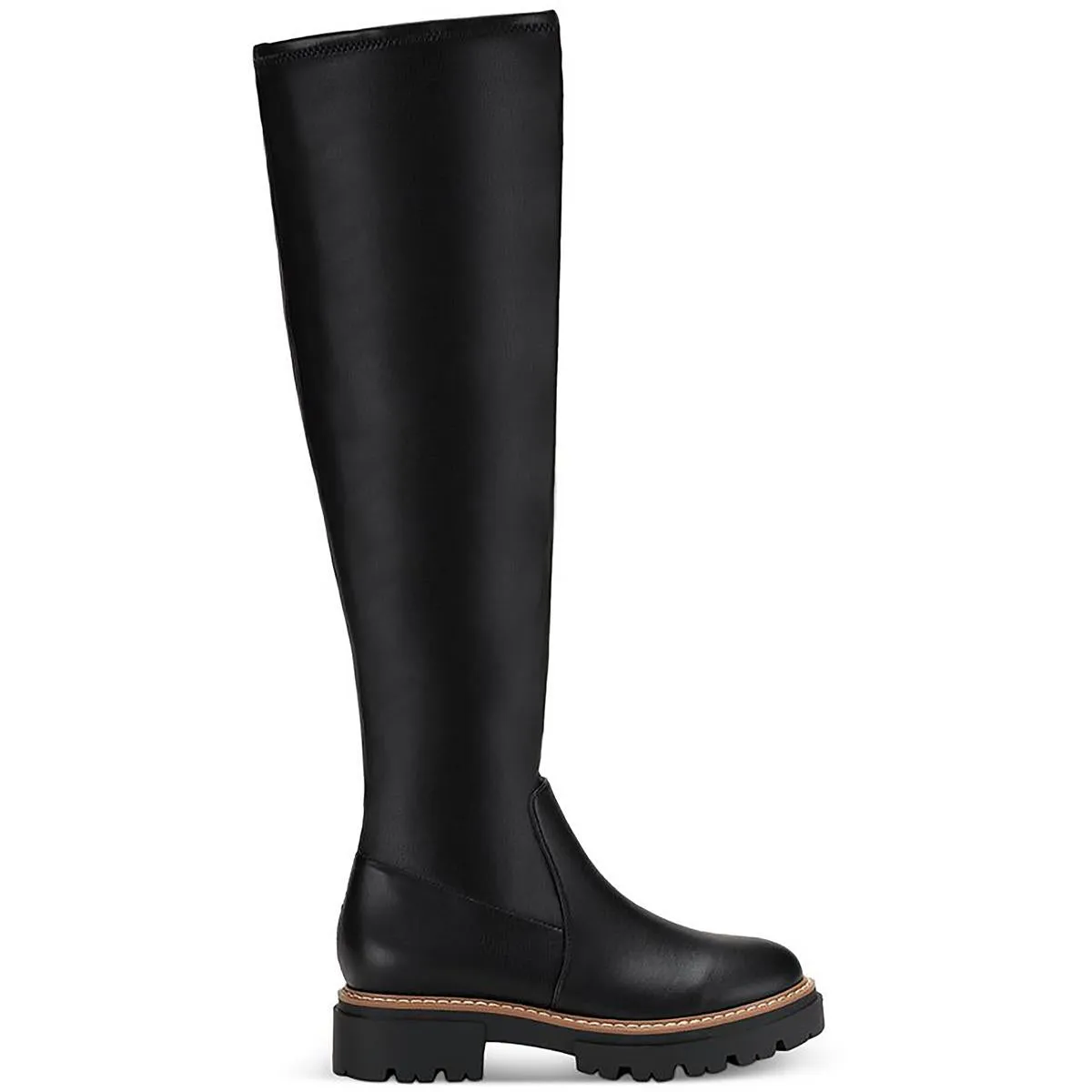 Jacksonn Womens Faux Suede Lug Sole Over-The-Knee Boots