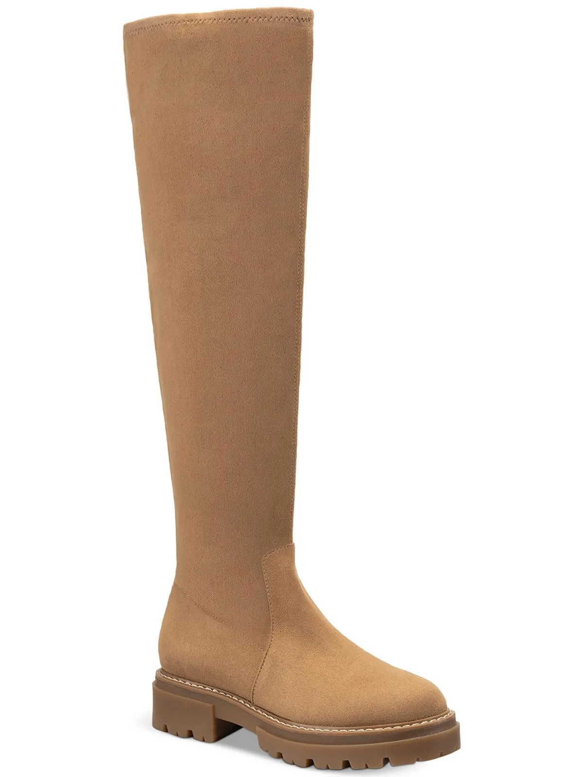 Jacksonn Womens Faux Suede Lug Sole Over-The-Knee Boots