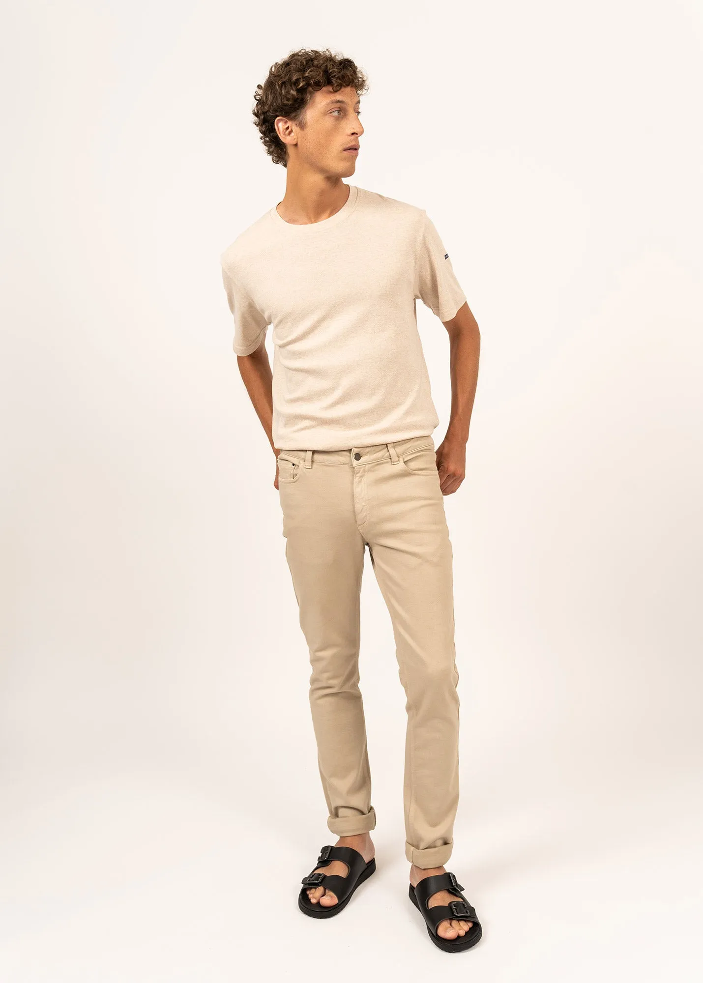 Jean en maille Jasper - coupe confort, en coton mlang (PLAGE)