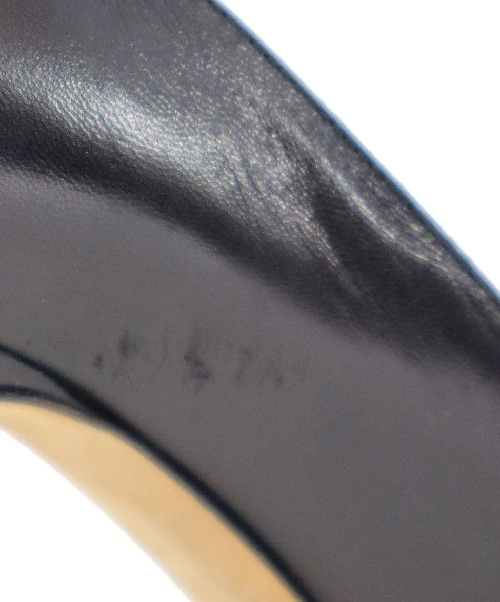 Jimmy Choo Black Leather Peep Toe Heels sz 6